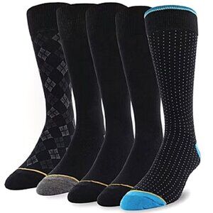 5 Pairs Mens Gold Toe Signature Collection Aqua FX Cushioned Mid Calf Socks